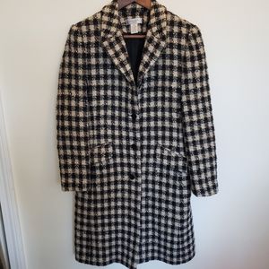 Sutton Studio Tweed Wool Coat Black Cream 10P  …